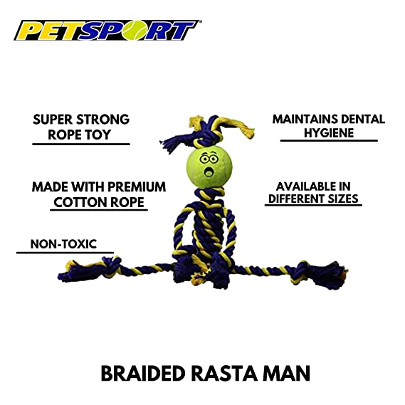 Petsport Braided Rope Man With Tennis Ball