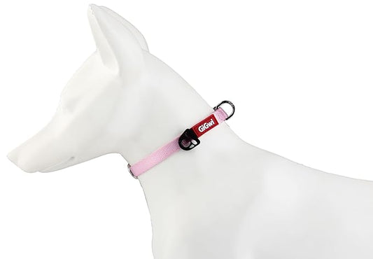 Gigwi Premium Line Reflective Strap with Sturdy Metal Buckle Dog Collar Adjustable Neck Size 20-30cm Pink (Small)