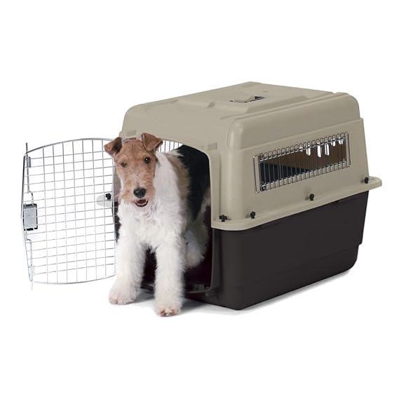 Petmate Ultra Vari Kennel Fashion 36x25x27” Taupe & Black (IATA Approved)