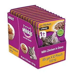 Whiskas Chicken in Gravy +1 year Wet Cat Food 85g (Pack of 12)