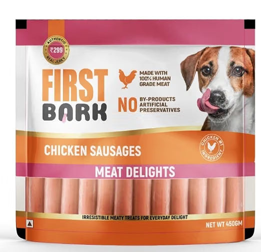 First Bark Chicken Sausage Meat Delight Dog Treat 450g