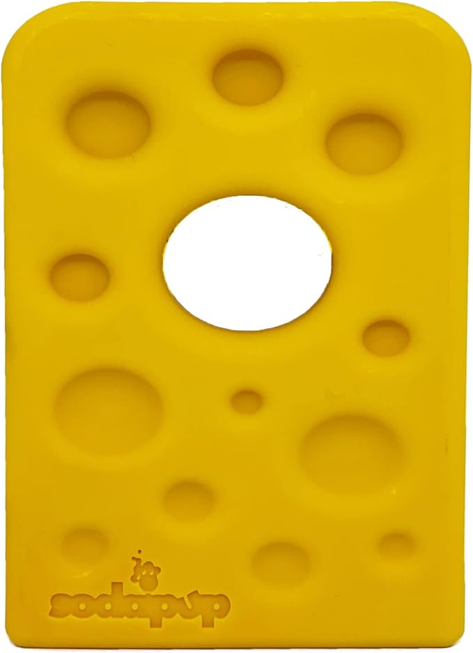 Sodapup Swiss Cheese Chew Treat Dispenser Toy Large Yellow 14x10x3cm