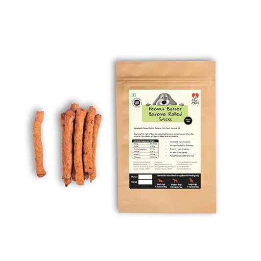 Nuts over Mutts Peanut Butter Banana Rolled Stick Vegetarian All-Natural & Gluten-Free Treats For Dogs 200g