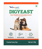 Vvaan Digyeast Gut Health & Convalescence, Anti Stress 100% Pure Natural Supplementary Food For Dogs & Cats Contain 10 Sachet 50g