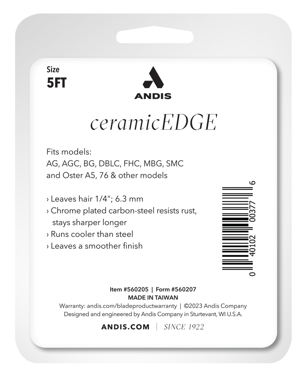Andis Ceramic Blade, size 5, w/24T Upper, 17T Lower
