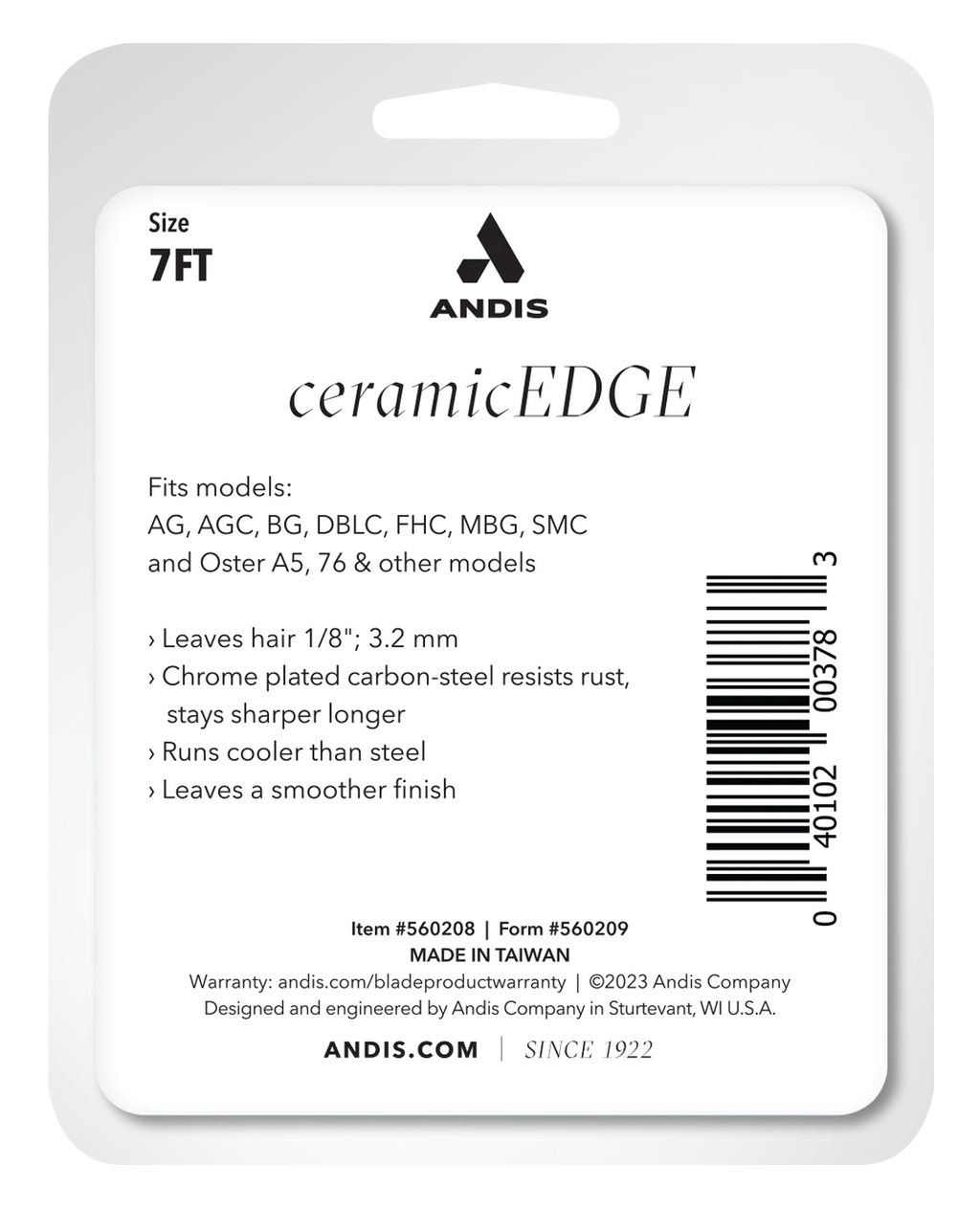 Andis Ceramic Blade, Size 7, w/24T Upper, 17T Lower