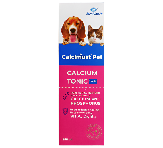 Mankind Calcimust Pet Liquid for Strong Bones & Muscles 200 ml for Dogs & Cats