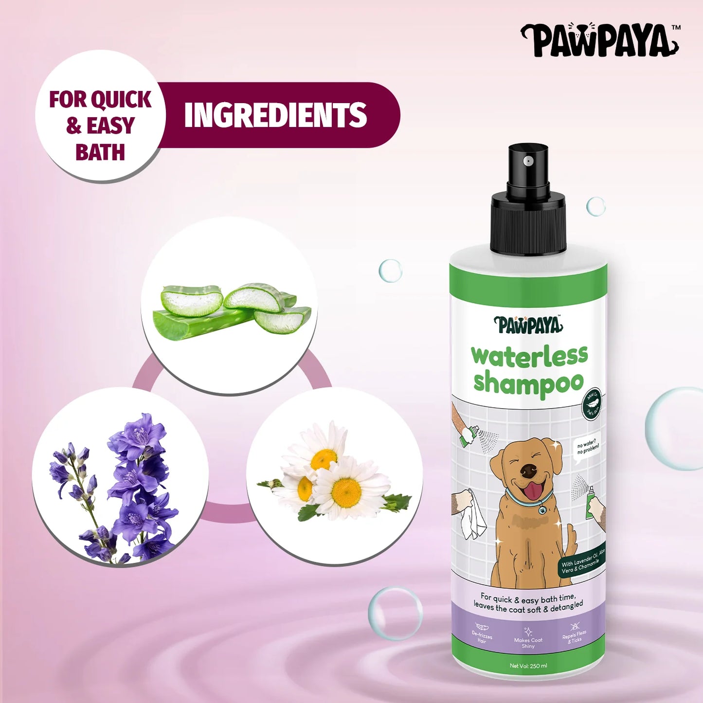 Pawpaya Waterless Shampoo For Dogs 250ml