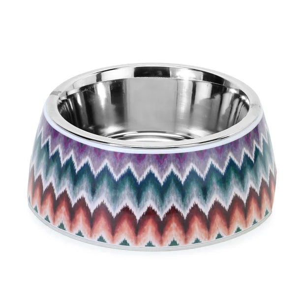 Basil Zig Zag Pet Feeding Bowl Stainless Steel & Melamine XS 200ml