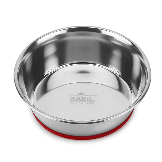 Basil Heavy Dish Bowls with Silicon Bottom For Pet