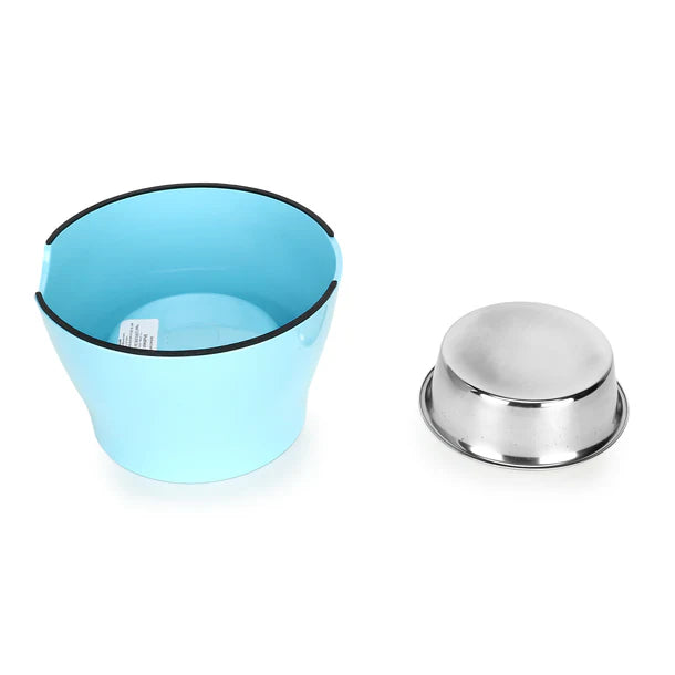 Basil Elevated Bright Teal Melamine and Stainless Steel Pet Feeding Bowls for Bigger Ears Dogs 800ml