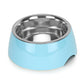 Basil Solid Bright Teal Pet Feeding Bowl Set Melamine and Stainless Steel Large 1600ml