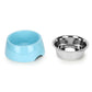 Basil Solid Bright Teal Pet Feeding Bowl Set Melamine and Stainless Steel Large 1600ml