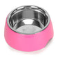 Basil Solid Pink Pet Feeding Bowl Set Melamine and Stainless Steel Small 400ml