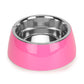 Basil Solid Pink Pet Feeding Bowl Set Melamine and Stainless Steel Small 400ml