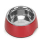 Basil Solid Red Pet Feeding Bowl Set Melamine and Stainless Steel Medium 800ml