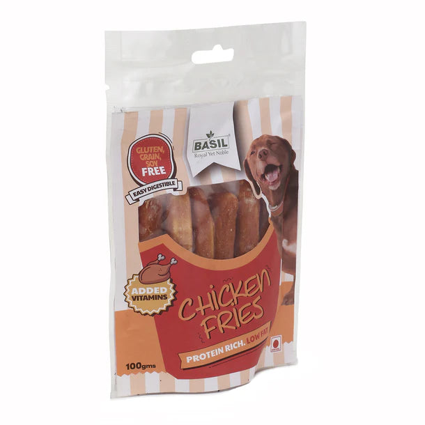 Basil Chicken Fries Chew Treat for Dogs & Puppies 100g