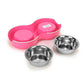 Basil Melamine Double Dinner Set Pet Feeding Bowls for food and water Pink Large 1600ml