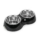 Basil Melamine Double Dinner Set Pet Feeding Bowls for food and water Black Large 1600ml