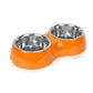 Basil Melamine Double Dinner Set Pet Feeding Bowls for food and water Orange Medium 800ml