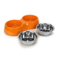 Basil Melamine Double Dinner Set Pet Feeding Bowls for food and water Orange Medium 800ml