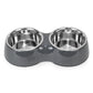 Basil Melamine Double Dinner Set Pet Feeding Bowls for food and water Grey Small 400ml