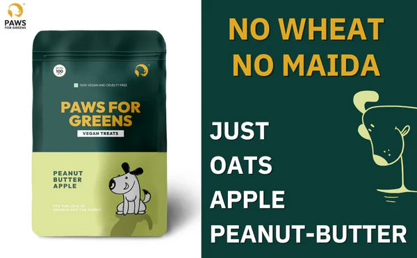Paws For Greens Dog Treats Plant-Based Healthy Vegan Biscuits for Dogs with Peanut Butter and Apple 100gm