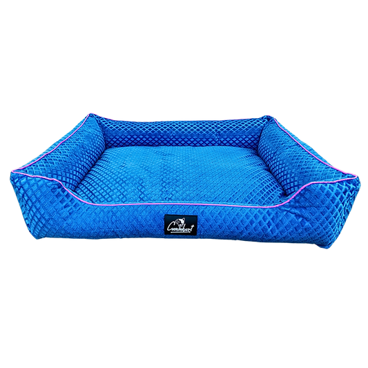 Caninkart Premium Pattern Lounger Bed Blue For Dogs