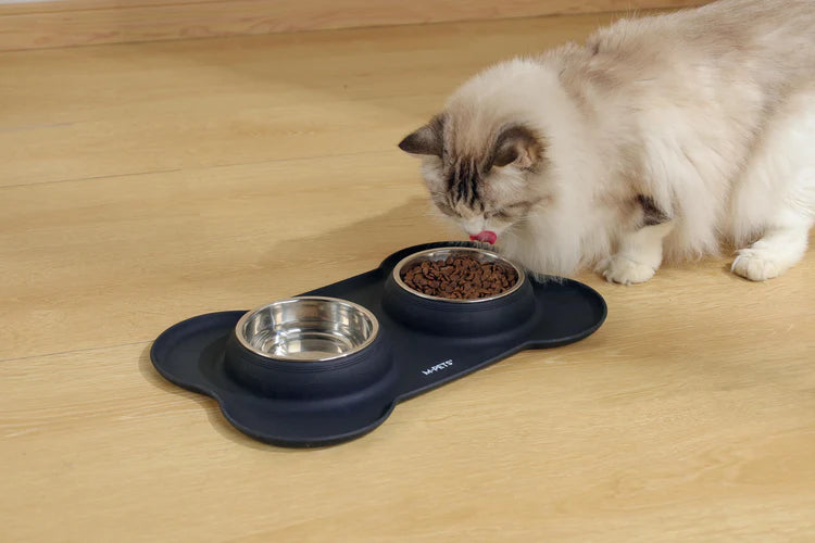 M-Pets Duet Bowl with Silicon Mat 400mlx2