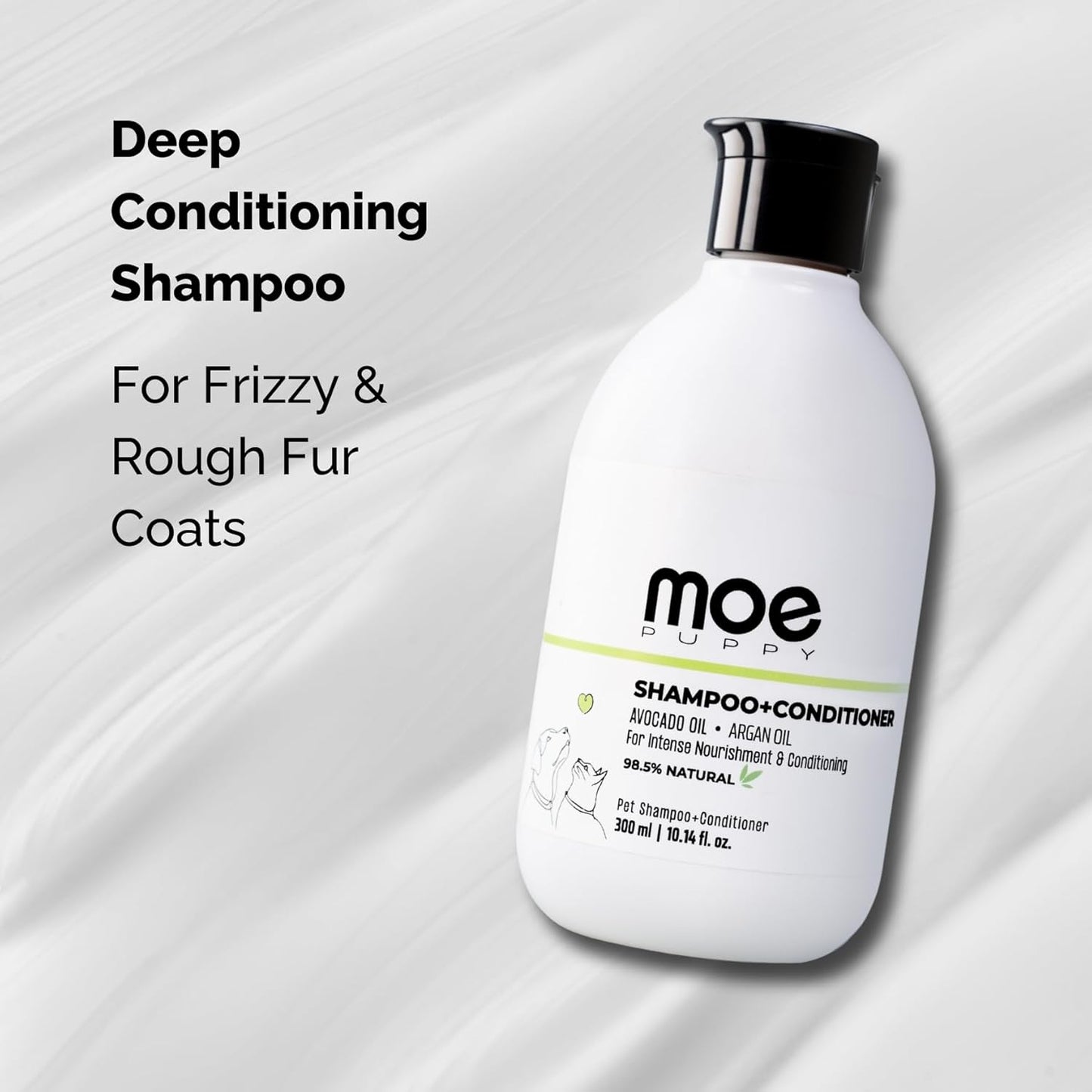 Moe Puppy Shampoo+Conditioner Cruelty Free and Plant Based Formula Shampoo For Dogs & Cats 300ml