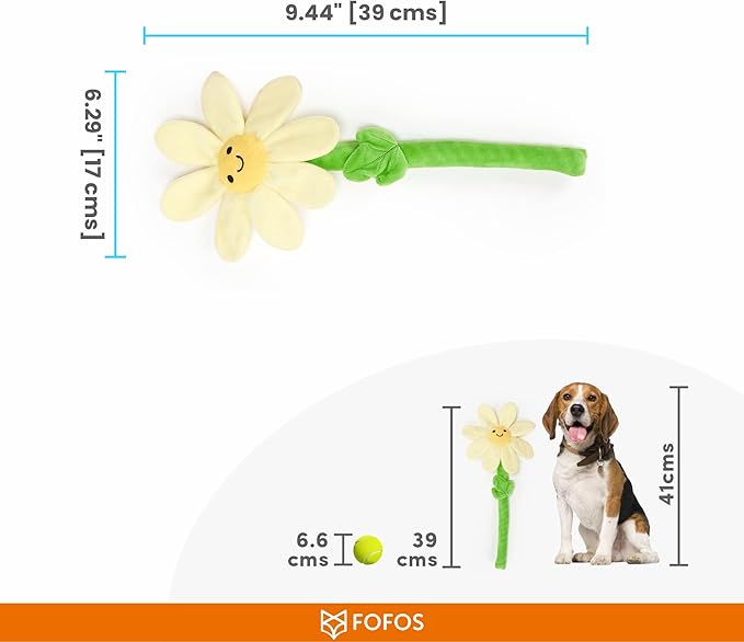 FOFOS Sunflower Crinkle Rope Dog Toy 39cm x 17cm x 4cm