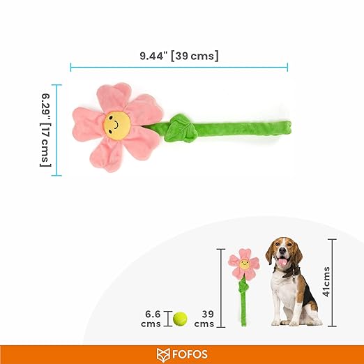 FOFOS Pink Flower Dog Rope Toy 39cm x 17cm x 4cm