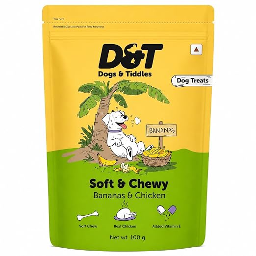 Dogs & Tiddles Soft and Chewy Chicken & Banana Dog Treats 100g