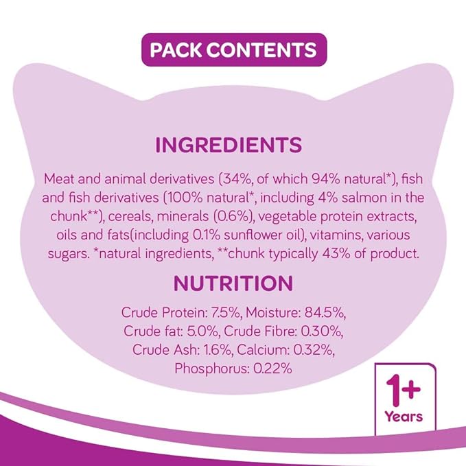 Whiskas Adult (1+ Year) Salmon in Gravy Wet Cat Food 80g