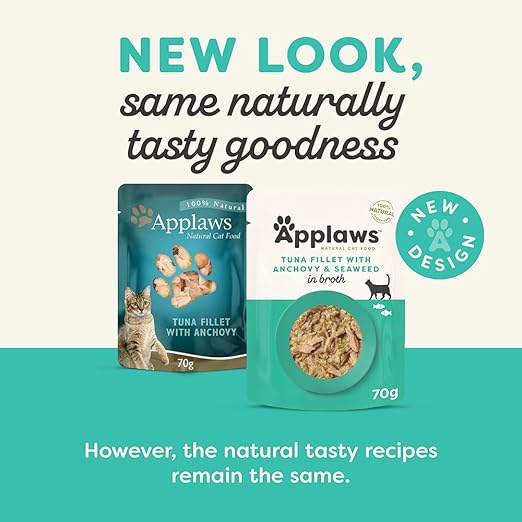 Applaws Pouch Tuna Fillet with Whole Anchovy & Seaweed Cat Wet Food 70gm