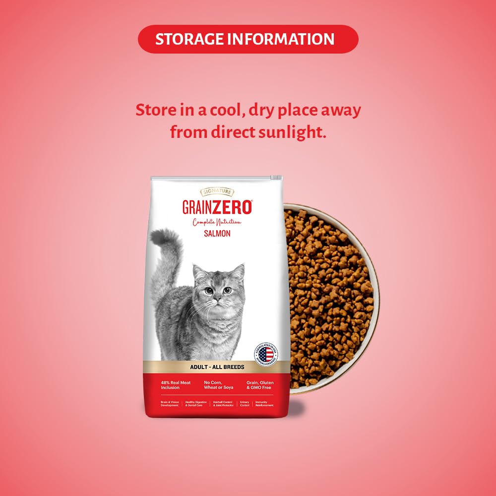 Signature Grain Zero Salmon Adult All Breed Adult Cat Dry Food 1.2kg + Free Creamy Treat