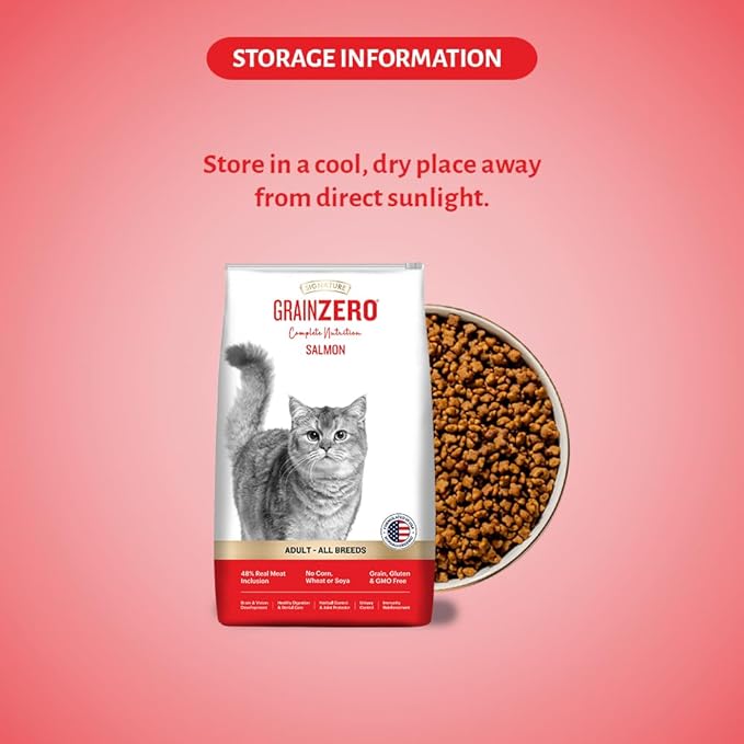 Signature Grain Zero Salmon Adult All Breed Adult Cat Dry Food 1.2kg + Free Creamy Treat