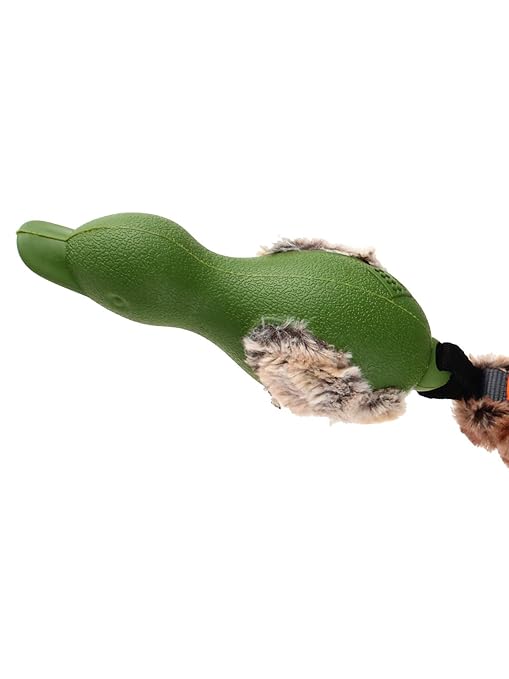 Gigwi Duck Push To Mute with Plush Tail Dog Toy Green