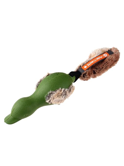 Gigwi Duck Push To Mute with Plush Tail Dog Toy Green