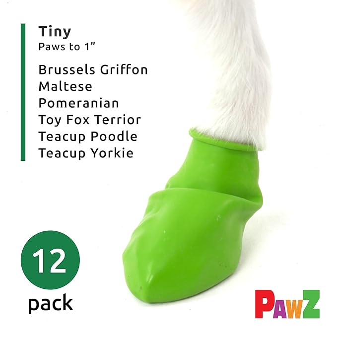 Pawz Protex Rubber Waterproof Dog Boots Bright Green - Tiny