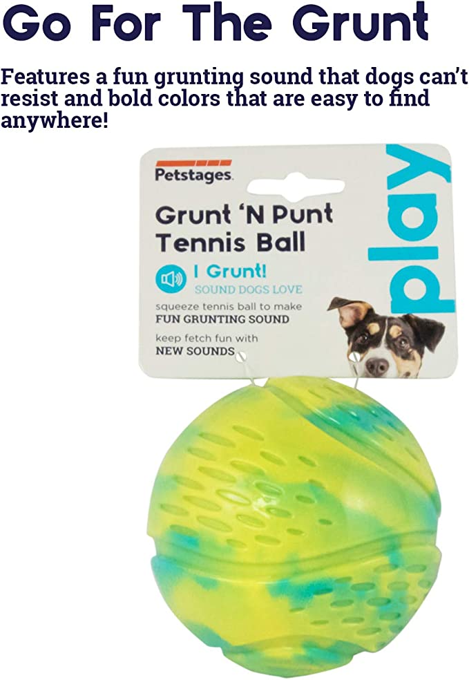 Petstages Squeeze & Grunt N' Punt Tennis Ball Dog Toy 3.25cm