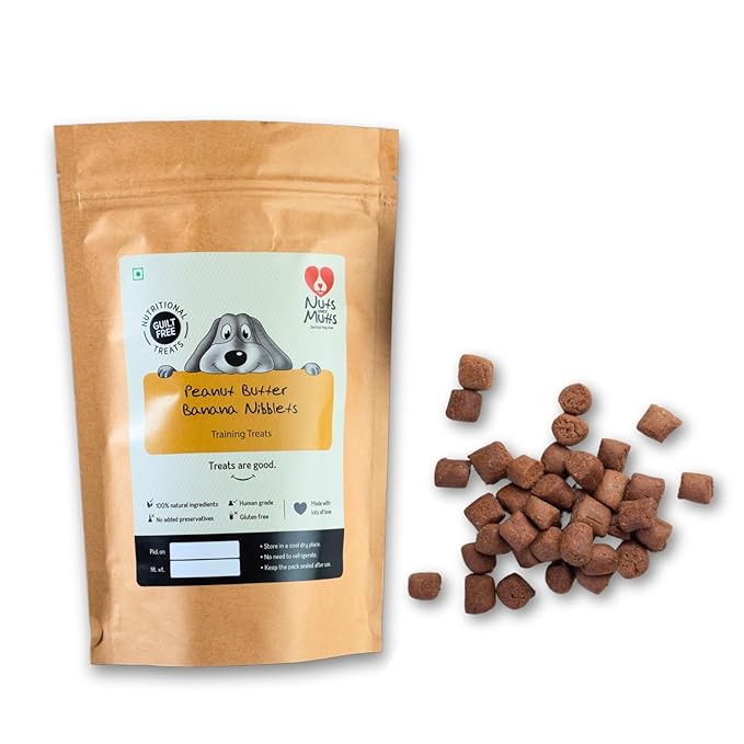 Nuts over Mutts Peanut Butter Banana Nibblets Vegetarian & Gluten Free Treats For Dogs 200g