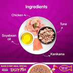 Whiskas Adult (1+ Year) Tasty Mix Wet Cat Food Made with Real Fish Tuna With Kanikama And Carrot in Gravy 70gm