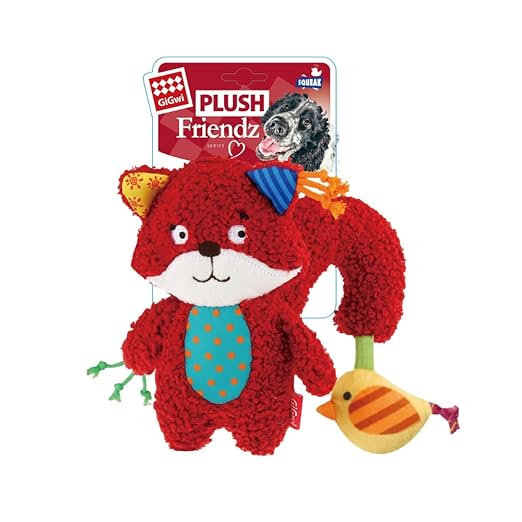 Gigwi Plush Friendz Squirrel w/Bird Squeaker Dog Toy Medium