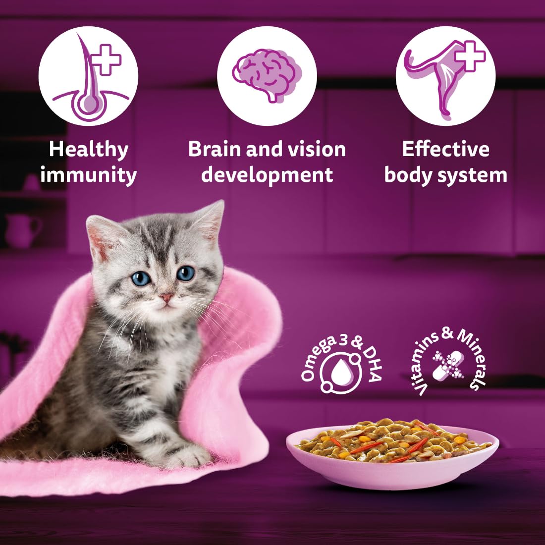 Whiskas Tasty Mix Seafood Cocktail With Carrot In Gravy Wet Food For Junior (2-12 Months) Kitten 70gm