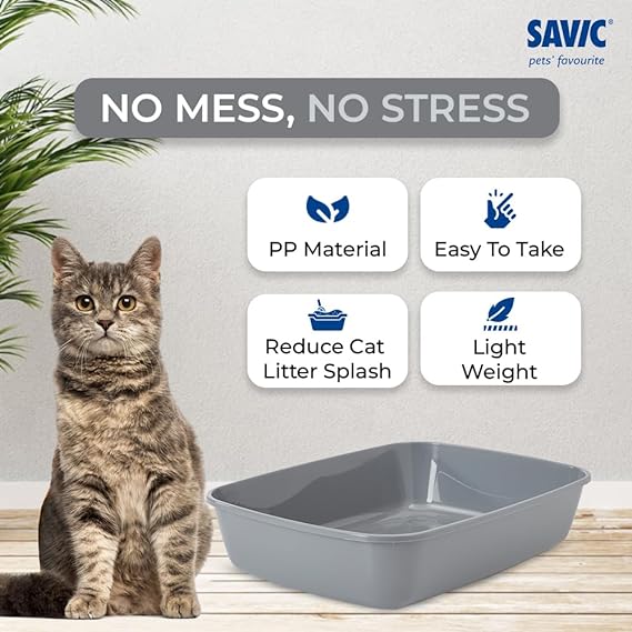 Savic Iriz Cat Litter Tray Cool Grey 50x36.5x11.5cm