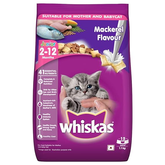 Whiskas Kitten Dry Food (2-12 months) Mackerel Flavor 1.1kg