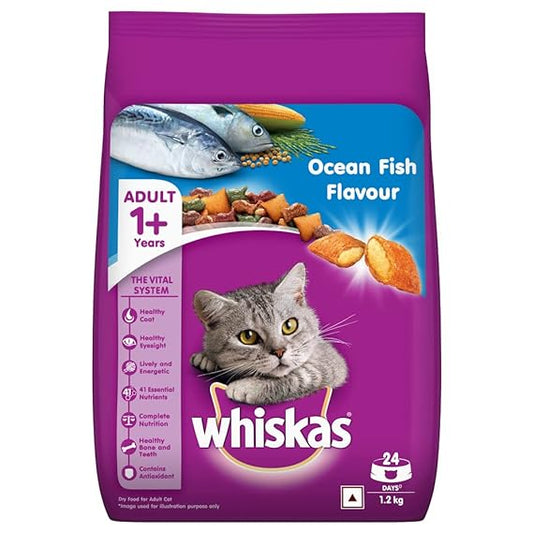 Whiskas Adult Dry Cat Food (+1 year) Ocean Fish Flavor 1.2kg