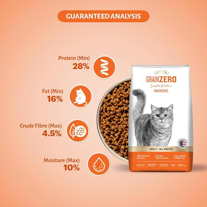 Signature Grain Zero Mackerel Adult All Breed Adult Cat Dry Food 1.2kg + Free Creamy Treat