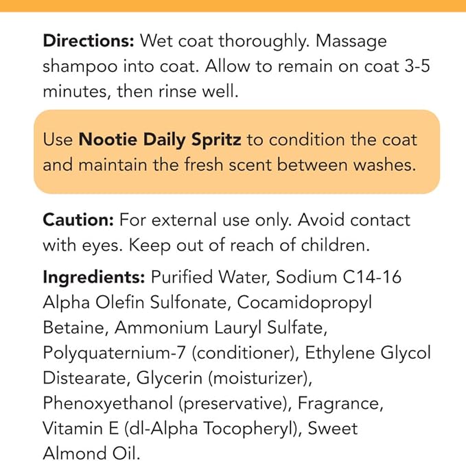 Nootie Moisturizing Vitamin E & Almond Oil Warm Vanilla Cookie Shampoo For Dog & Cat 3.78L